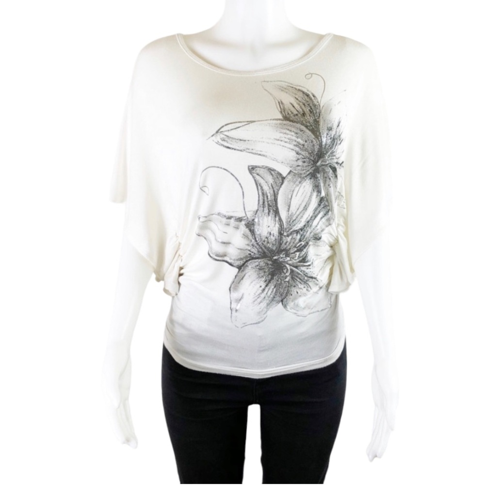 January 7 Floral Cinched Sleeve Top